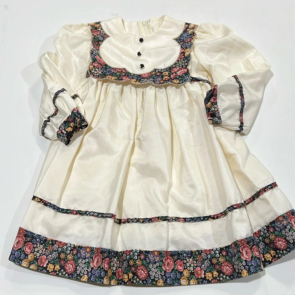 Ruth of Carolina‎ - 4T, cream and floral vintage dress